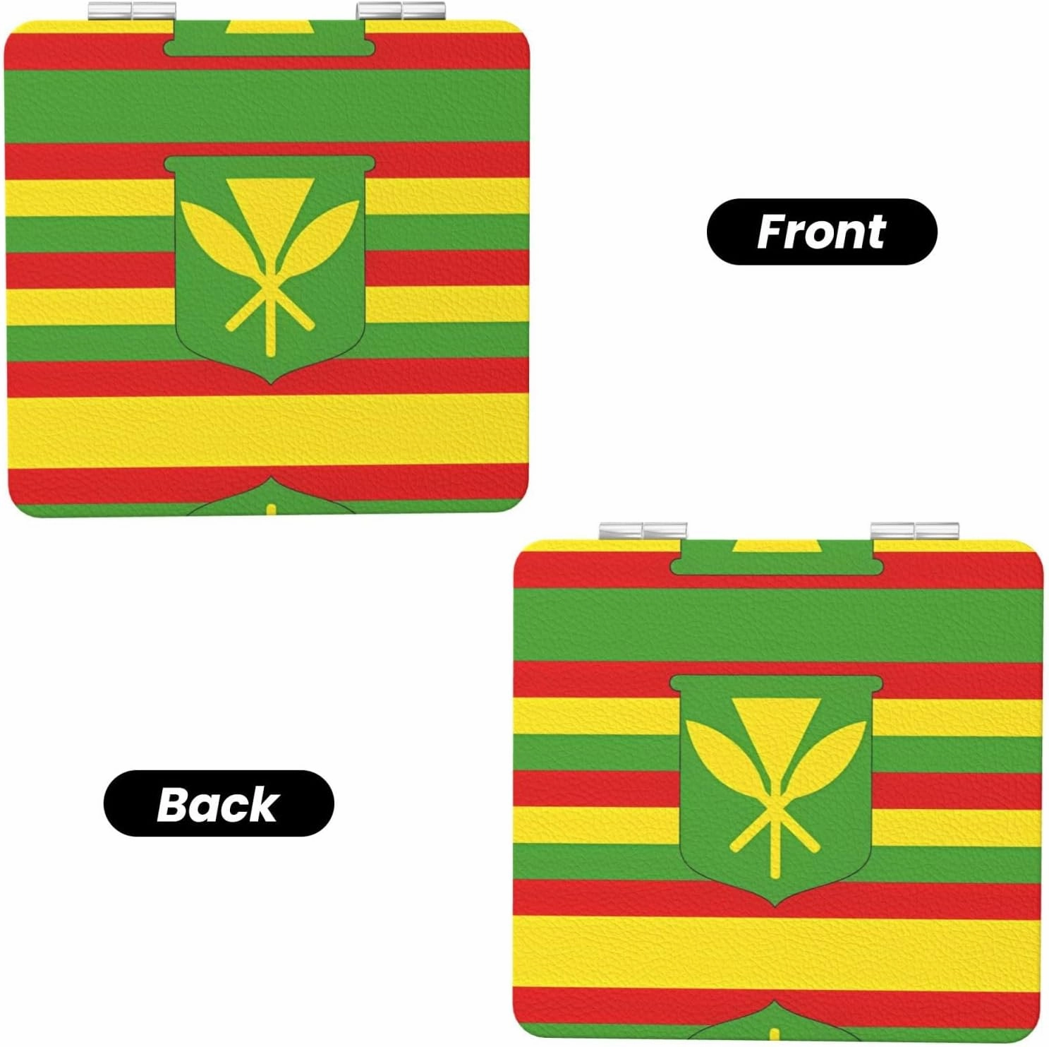 Portable Pocket Makeup Mirror Native Hawaiian Flag Travel Cosmetic Mirror Square Print Magnifying Compact Mirror for Eyelash