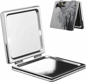 Portable Pocket Makeup Mirror Sketching an Eagle Travel Cosmetic Mirror Square Print Magnifying Compact Mirror for Eyelash
