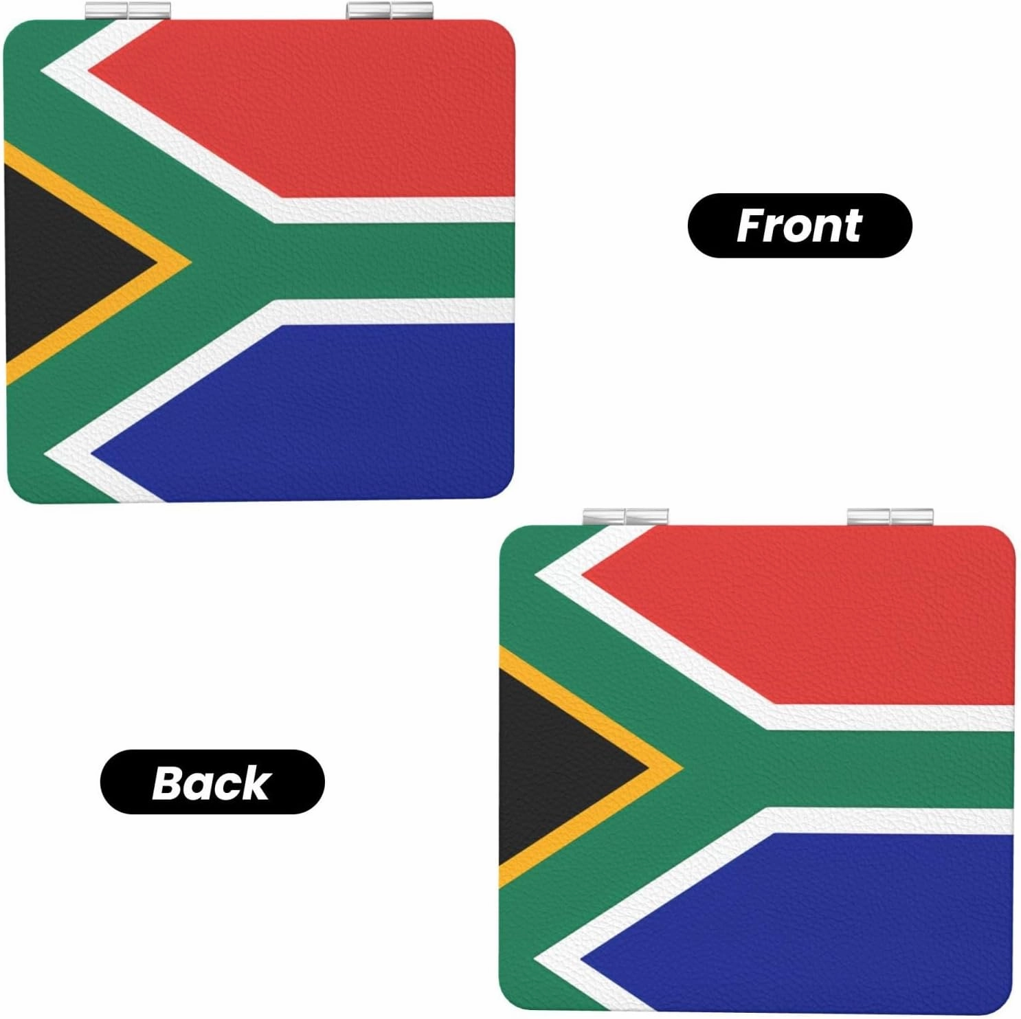 Portable Pocket Makeup Mirror South Africa Flag Travel Cosmetic Mirror Square Print Magnifying Compact Mirror for Eyelash
