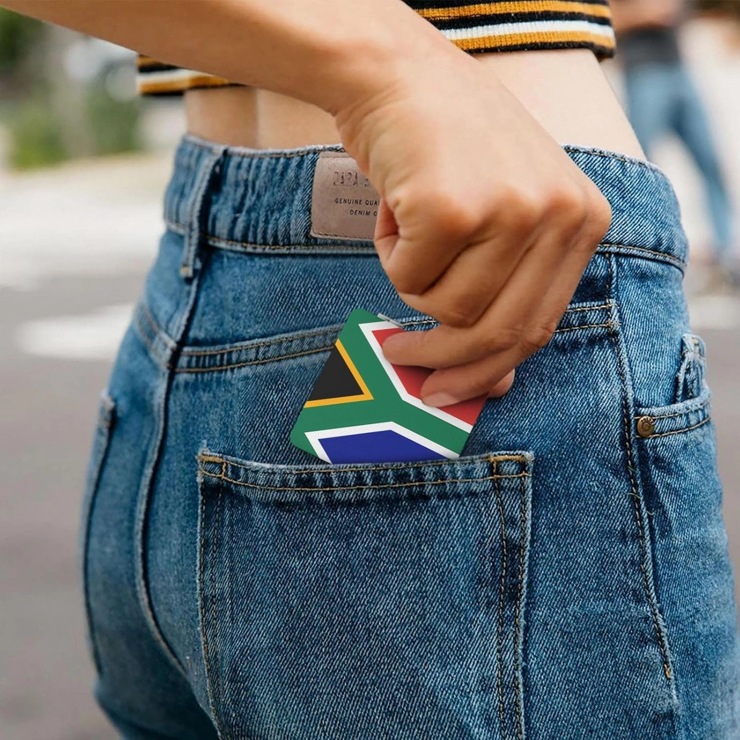 Portable Pocket Makeup Mirror South Africa Flag Travel Cosmetic Mirror Square Print Magnifying Compact Mirror for Eyelash