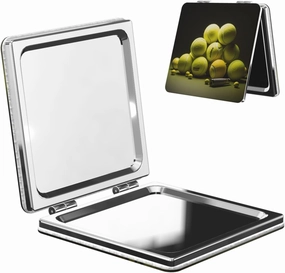 Portable Pocket Makeup Mirror Tennis Diagram Travel Cosmetic Mirror Square Print Magnifying Compact Mirror for Eyelash