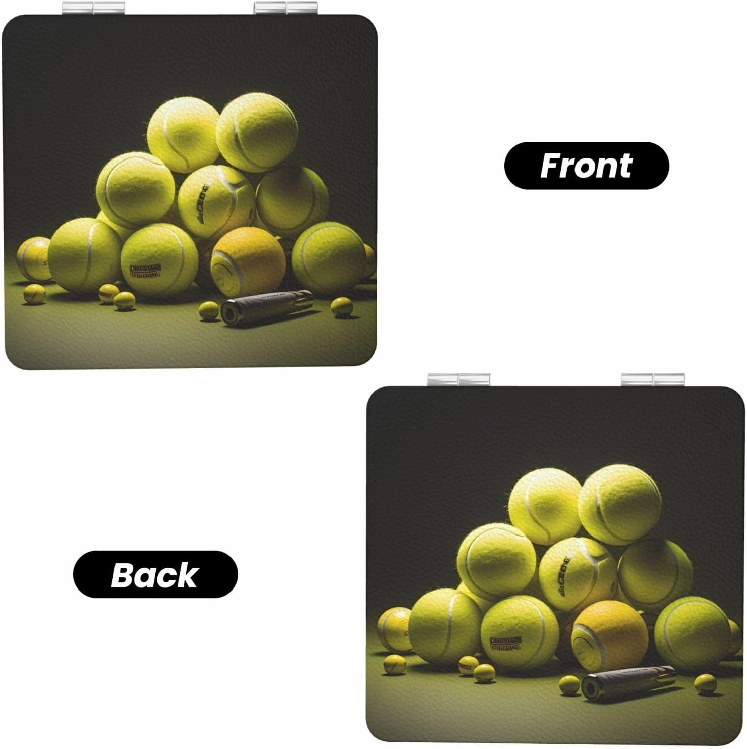 Portable Pocket Makeup Mirror Tennis Diagram Travel Cosmetic Mirror Square Print Magnifying Compact Mirror for Eyelash