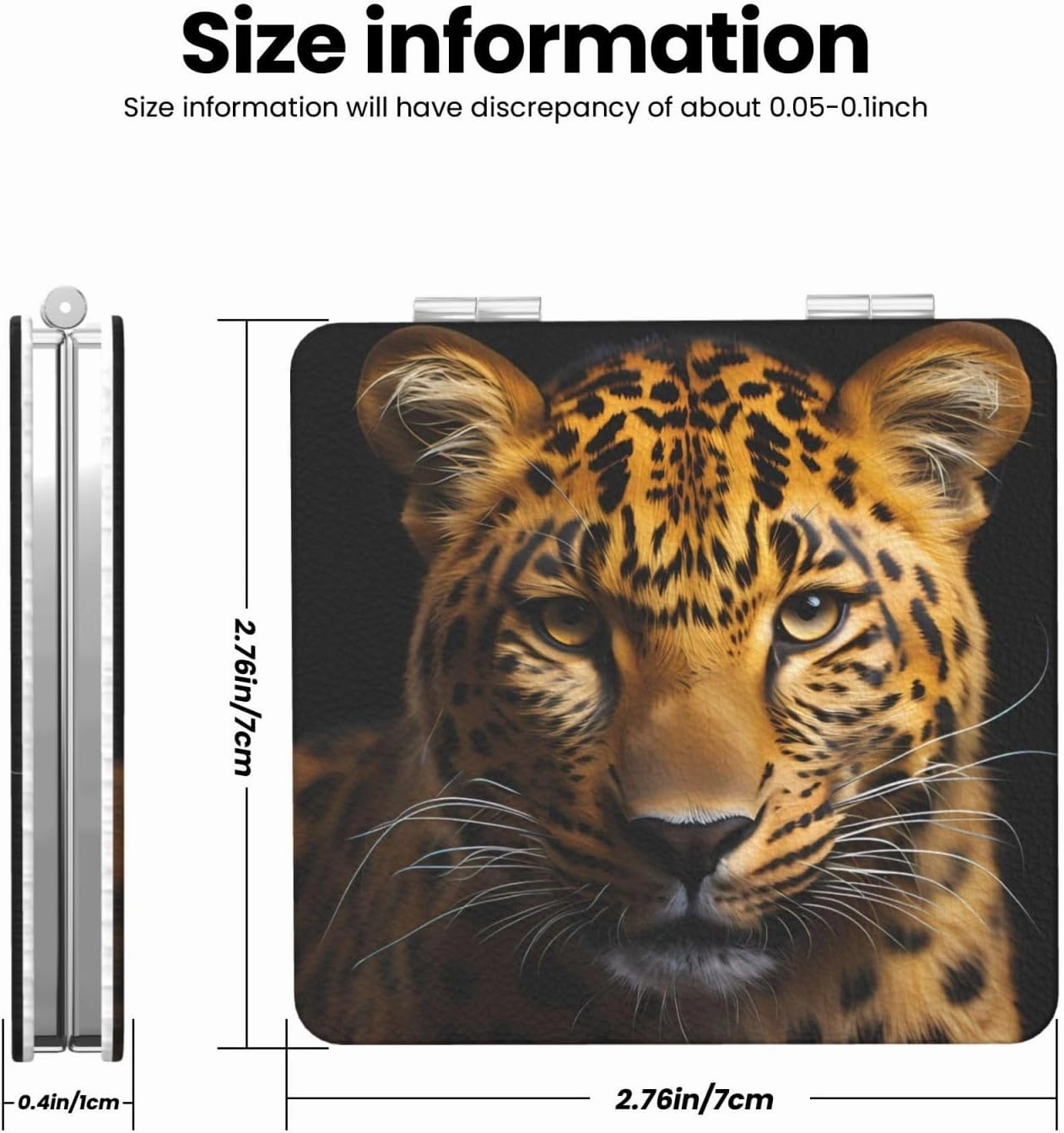 Portable Pocket Makeup Mirror The deep-Eyed Leopard Travel Cosmetic Mirror Square Print Magnifying Compact Mirror for Eyelash