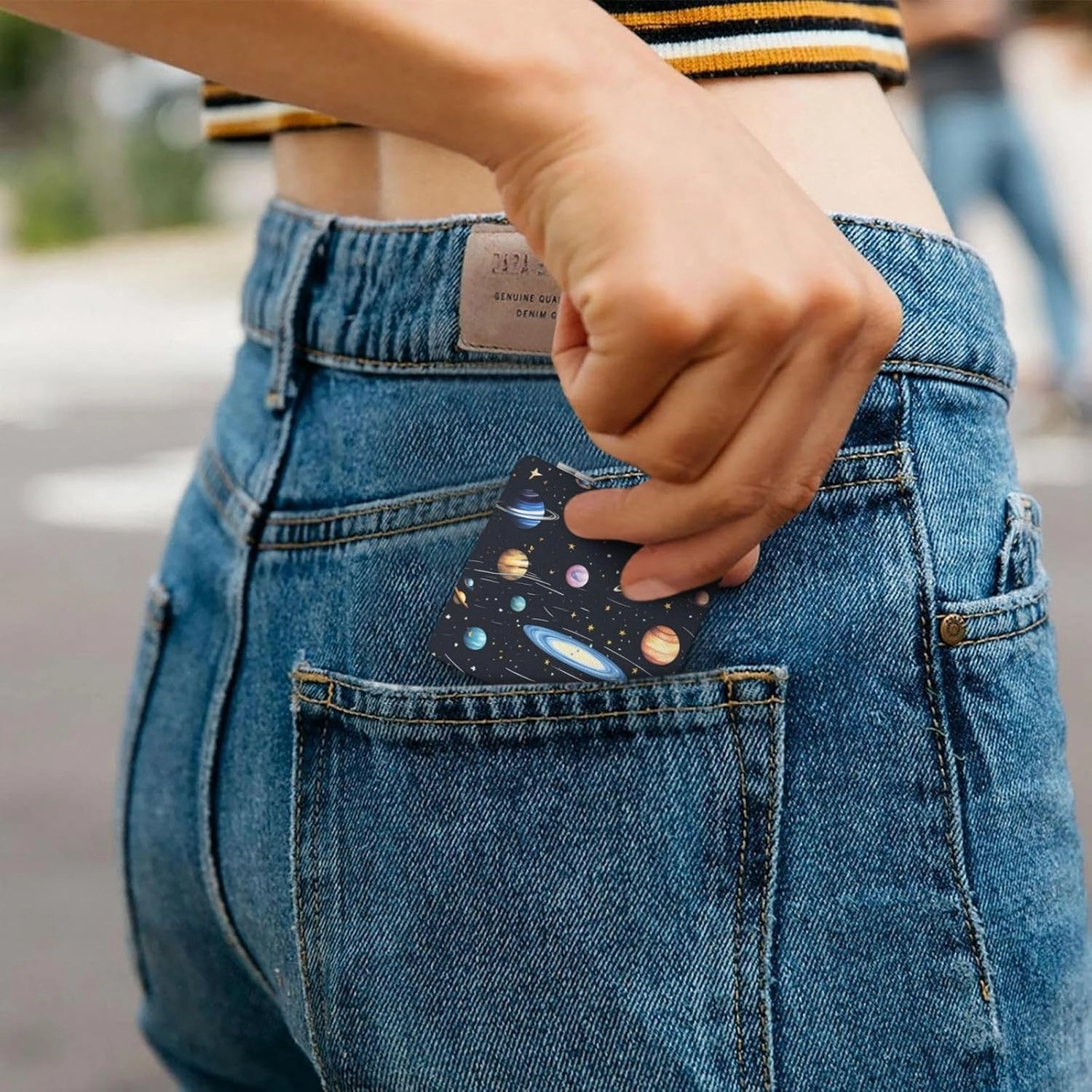 Portable Pocket Makeup Mirror The Solar Family Travel Cosmetic Mirror Square Print Magnifying Compact Mirror for Eyelash