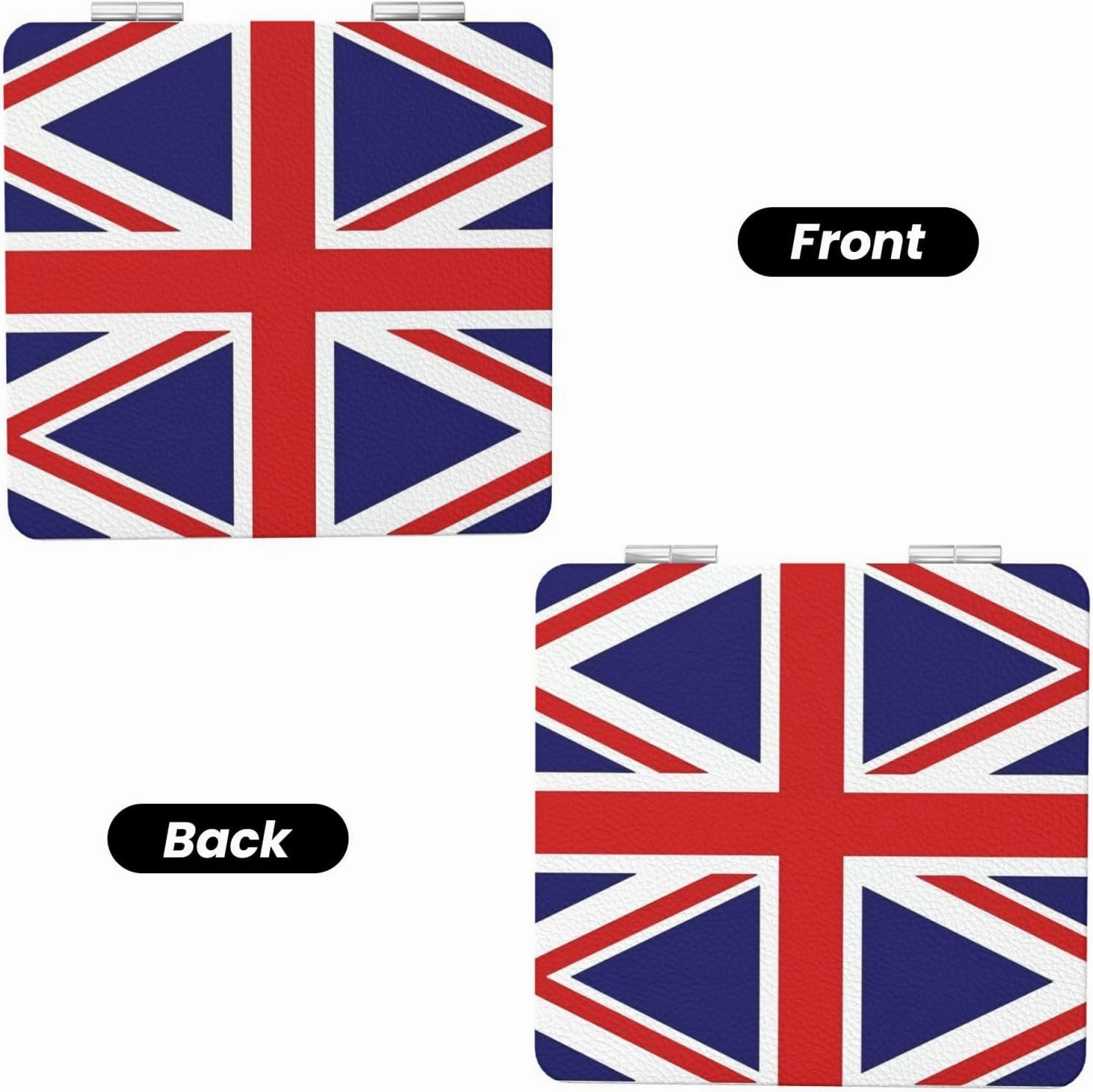 Portable Pocket Makeup Mirror UK Flag Travel Cosmetic Mirror Square Print Magnifying Compact Mirror for Eyelash