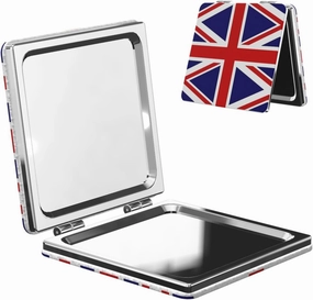 Portable Pocket Makeup Mirror UK Flag Travel Cosmetic Mirror Square Print Magnifying Compact Mirror for Eyelash