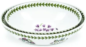 Portmeirion Botanic Garden Nested Bowls (2-Piece), Cyclamen & Daisy Motif - Fine Porcelain, Chip-Resistant - Dishwasher, Microwave, Freezer, Oven Safe - Made in England