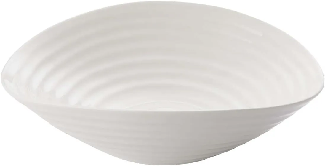 Portmeirion Sophie Conran White Small Salad Bowl | 9.5 Inch Serving Bowl for Salad, Pasta, and Fruit | Made from Fine Porcelain | Dishwasher and Microwave Safe