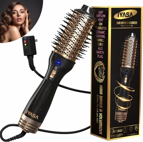 Premium 4-in-1 Oval Blow Dryer Brush, One-Step Hot Air Brush for Smooth, Hair Dryer & Volumizer, Salon Quality, Ionic Blow Dryer Styler & Straightener, Anti-Frizz, Large 3" Barrel, 13" Long