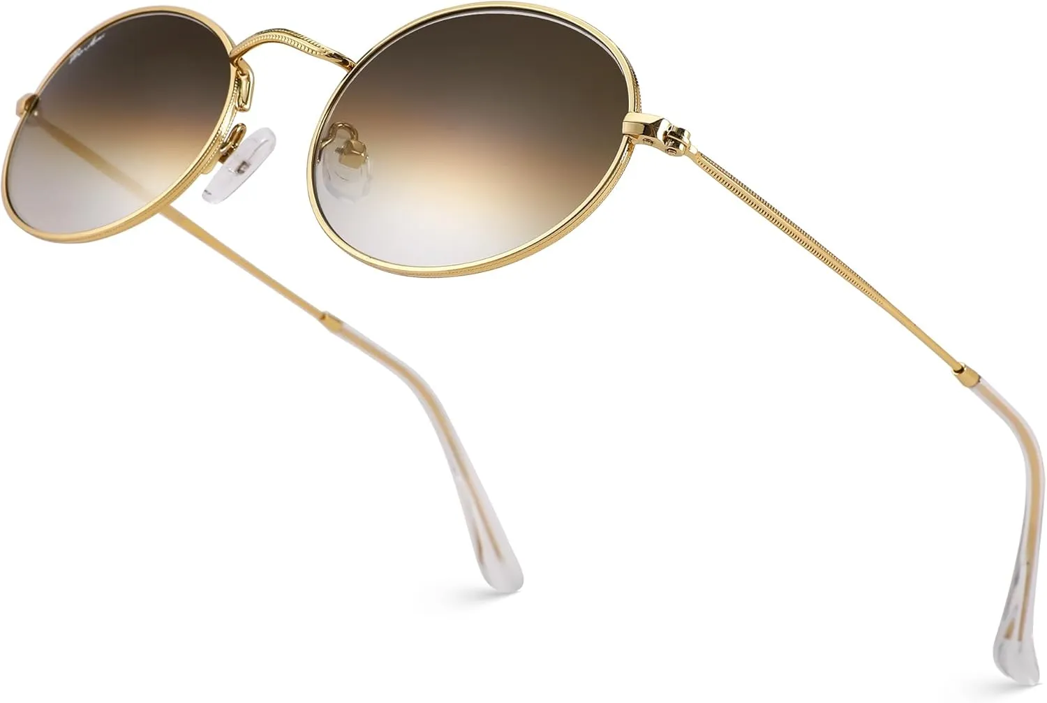 Pro Acme Retro Oval Sunglasses Glass Lens, Small Metal Frame Trendy 90s Sun Glasses for Women Men