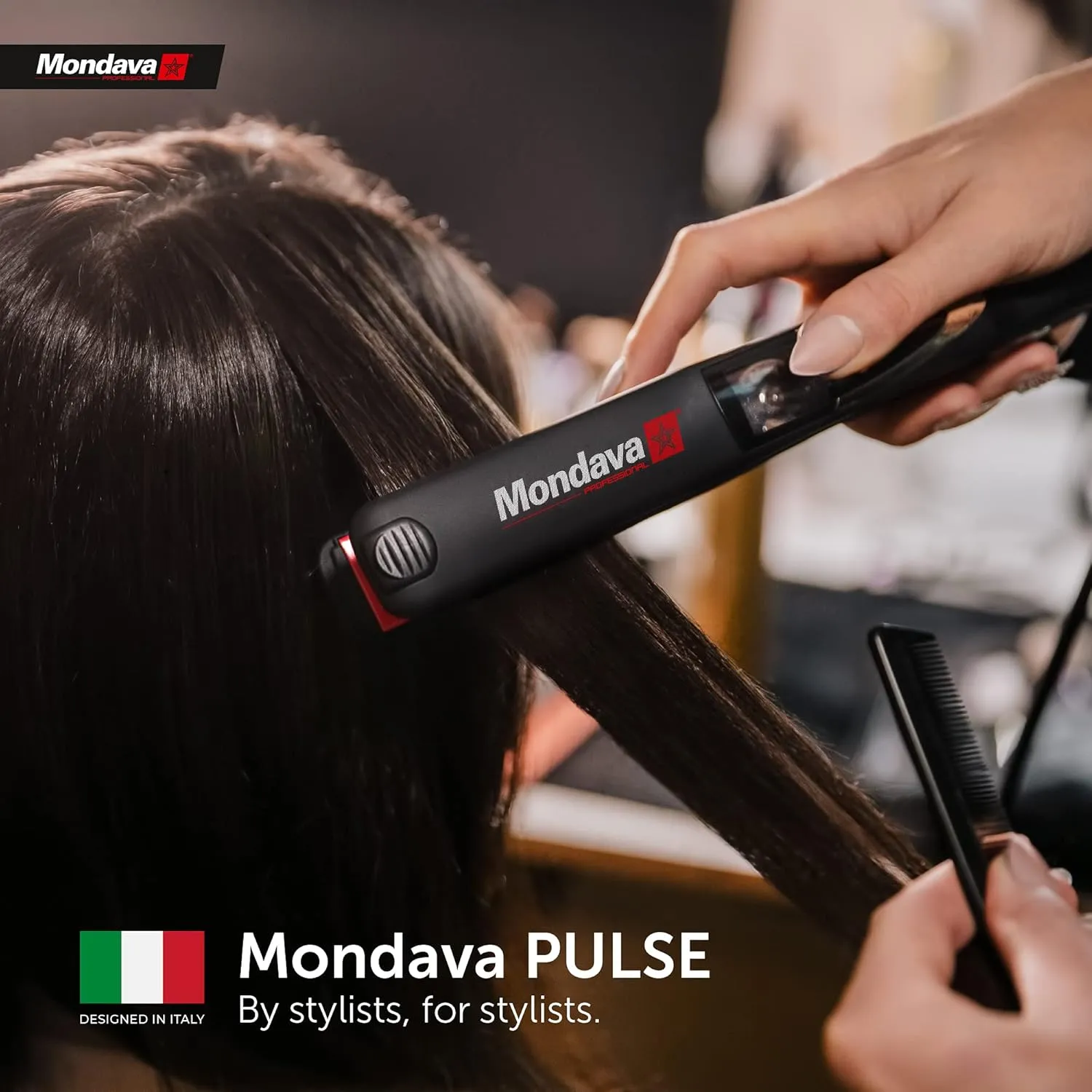Professional Ceramic Tourmaline Hair Straightener Flat Iron and Curler, Ionic Dual Voltage Adjustable Digital LED Technology, Straighten and Style Wild Hair in 8 Min, 1”