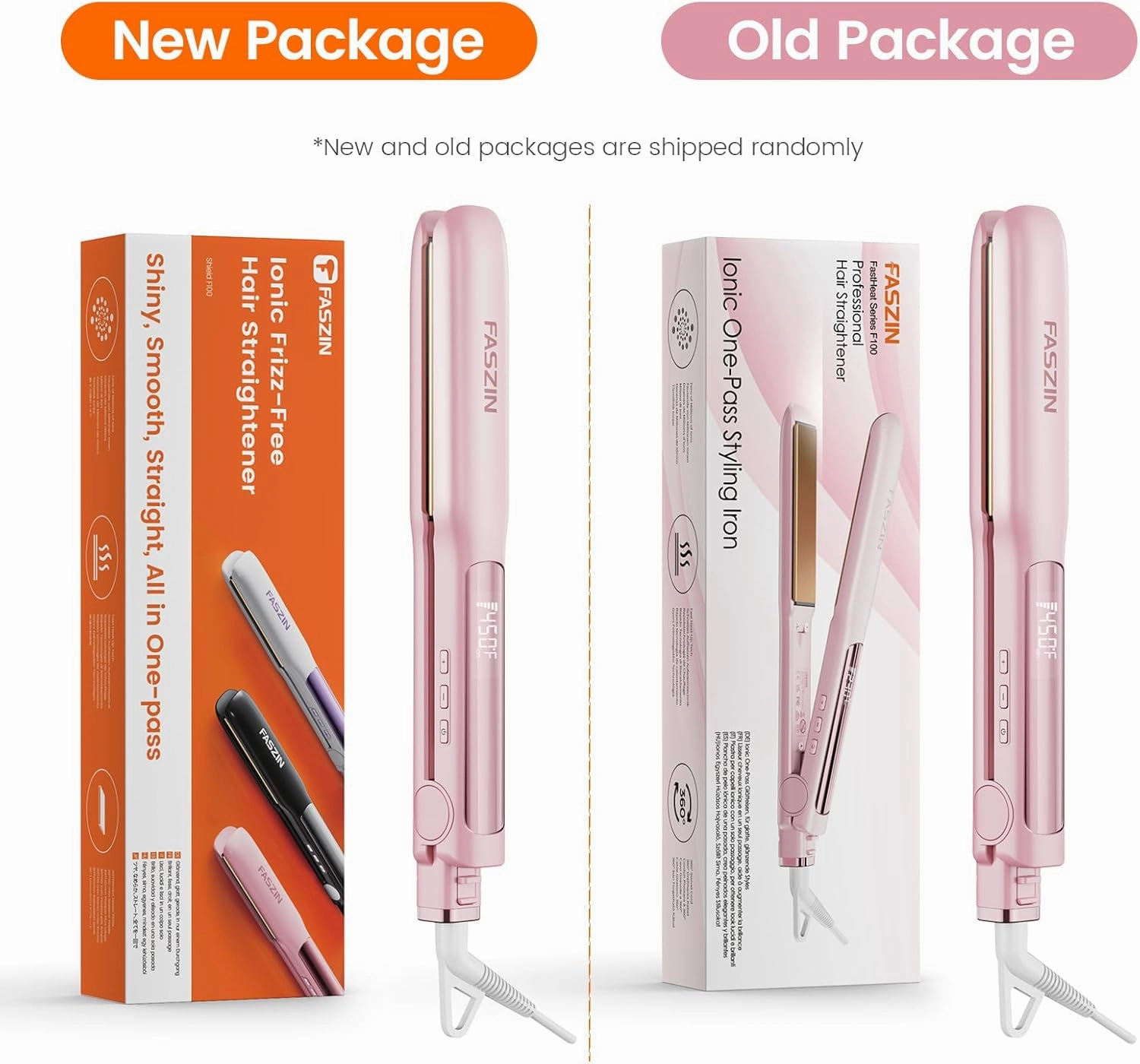 Professional Hair Straightener, 1.18 inch Ionic Titanium Plate, 20S Fast Heat Up Flat Iron with Clear LED Display, 2 in 1 Straightener and Curler Styling Tool for Straighten Hair (Pink)