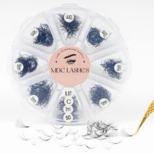 Promade Eyelash Fans Mix Length 1000 Fans Volume Lash Extensions 8D-16D, C D Curl, 9-16mm Length, 0.05-0.07 Short Stem Promade Premade Pre Pro Loose Fans Eyelash Extension, Easy Application