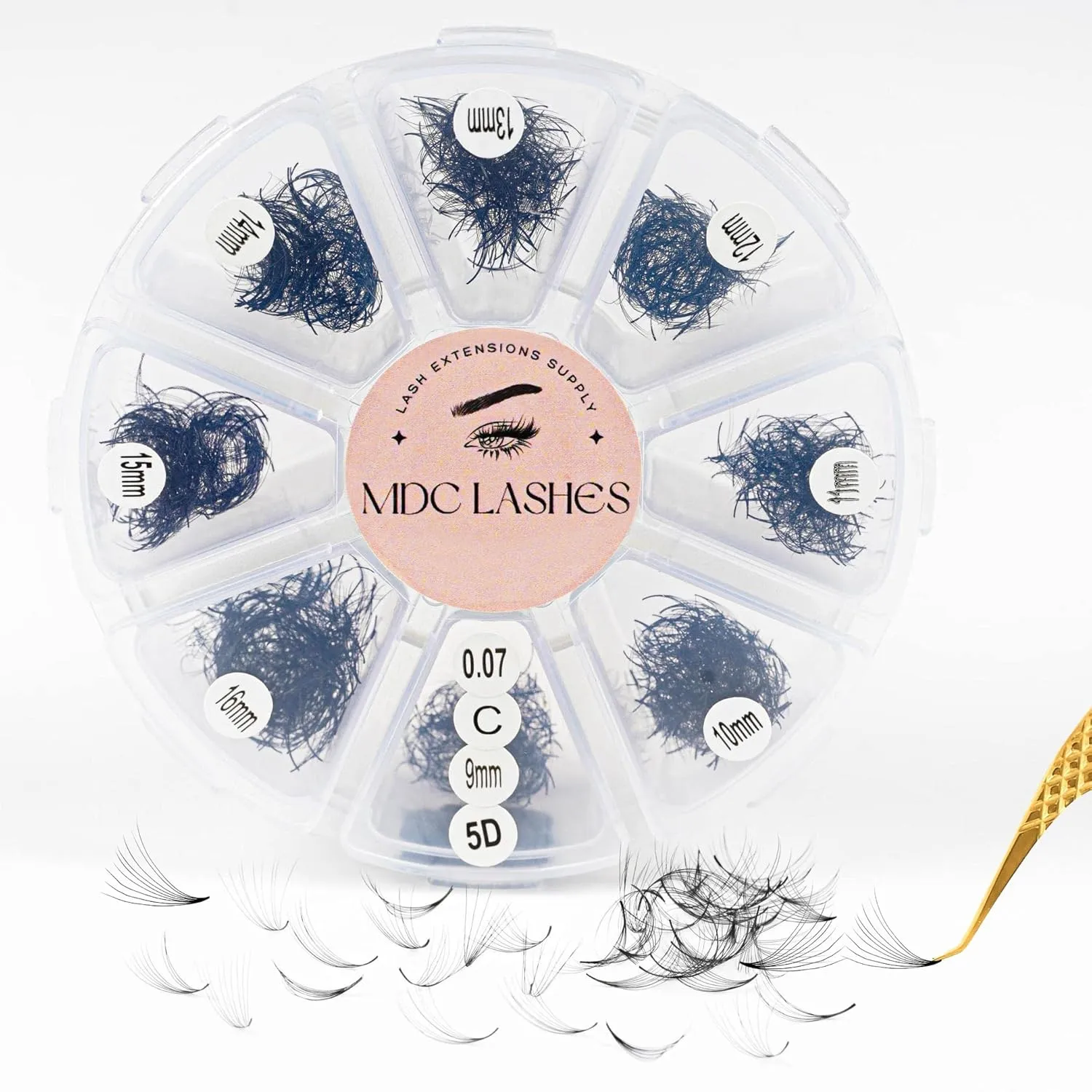 Promade Eyelash Fans Mix Length 1000 Fans Volume Lash Extensions 8D-16D, C D Curl, 9-16mm Length, 0.05-0.07 Short Stem Promade Premade Pre Pro Loose Fans Eyelash Extension, Easy Application