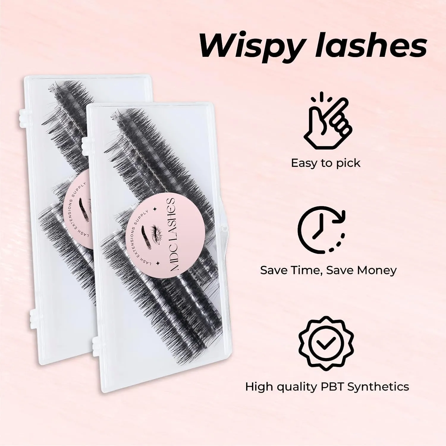 Promade Wispy Lash Extension Volume Lashes 1000fans 0.05-0.07 Thickness, C/D/CC Curl, 8-18mm Loose Fans False Eyelashes 5D 7D 9D for Fluffy Eyelash Cluster, Soft, Long Lasting