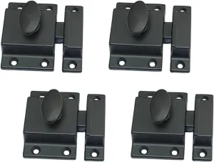 QCAA Traditional Large Oval Turn Cabinet Latch, Solid Brass, 2", for Cupboard & Other Furniture, Matte Black, 4 Pack, Made in Taiwan