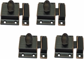 QCAA Traditional Large Oval Turn Cabinet Latch, Solid Brass, 2", for Cupboard & Other Furniture, Venetian Classical ORB (Oil-Rubbed Bronze), 4 Pack, Made in Taiwan