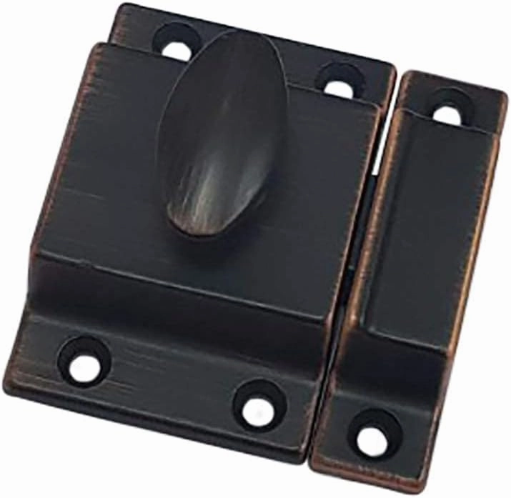QCAA Traditional Large Oval Turn Cabinet Latch, Solid Brass, 2", for Cupboard & Other Furniture, Venetian Classical ORB (Oil-Rubbed Bronze), 4 Pack, Made in Taiwan