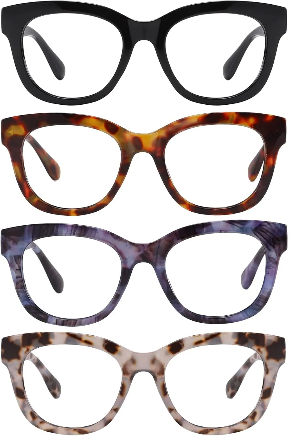 Reading Glasses for Women Men Square Oval Readers with Spring Hinge Anti UV Glare