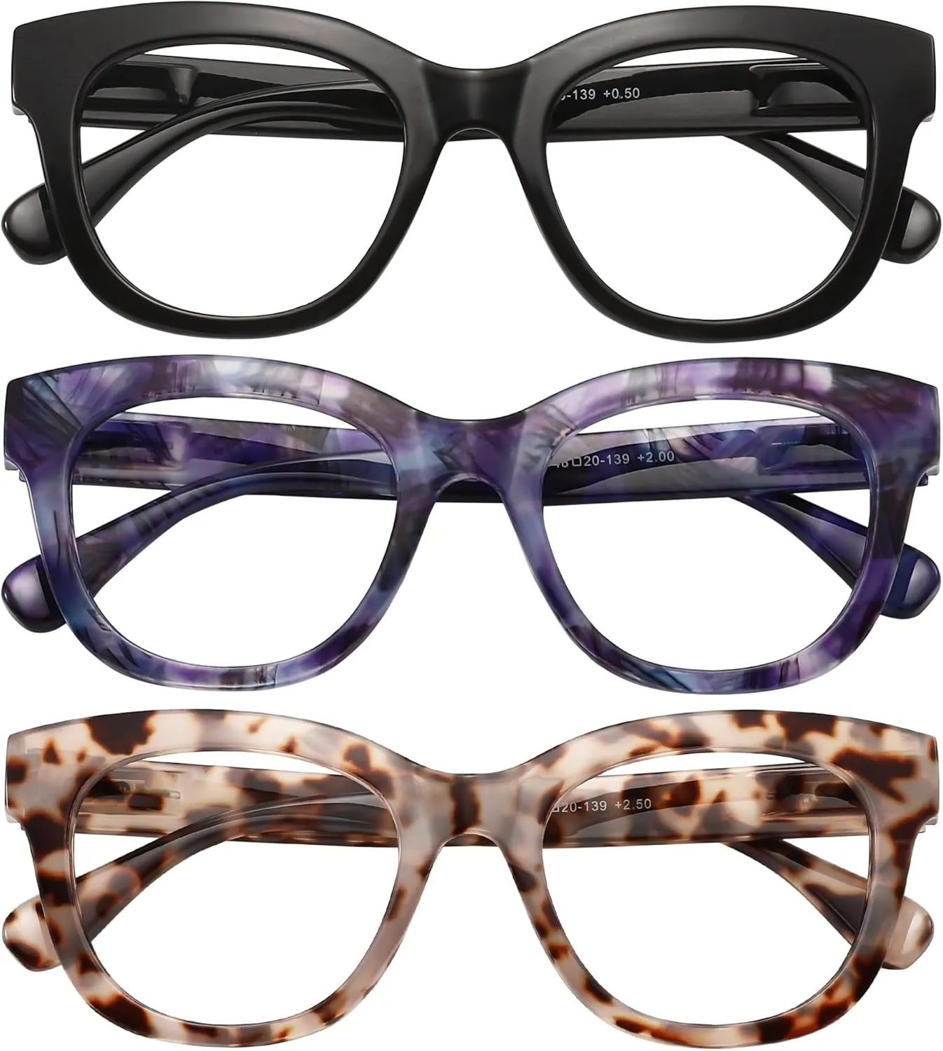 Reading Glasses for Women Men Square Oval Readers with Spring Hinge Anti UV Glare