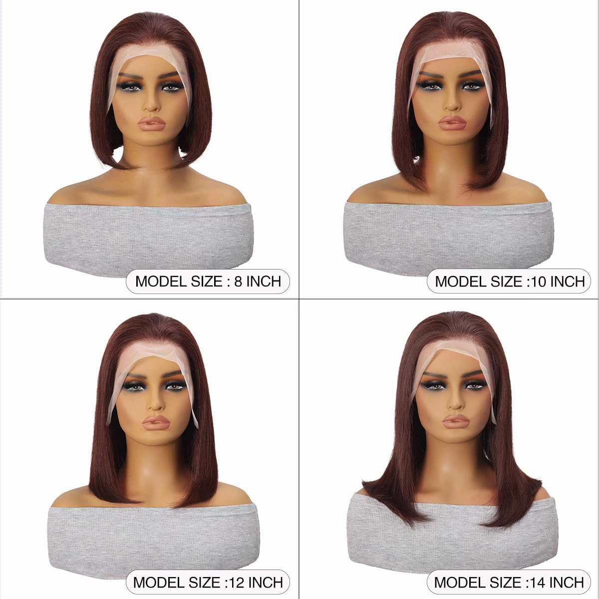 Reddish Lace Front Bob Wigs Human Hair Short Brown Copper Red 13x4 Lace Frontal 33b# Color Bob Wig Pre Plucked Straight Human Hair Bob Wigs for Women（12"）