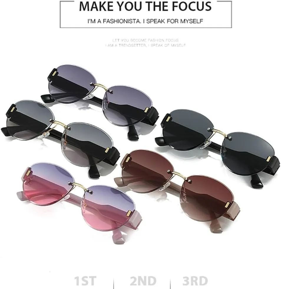 Retro Frame Oval Sunglasses for Women Men Driving Aviation Male Shades Lens Luxury Small Sun Glasses UV400
