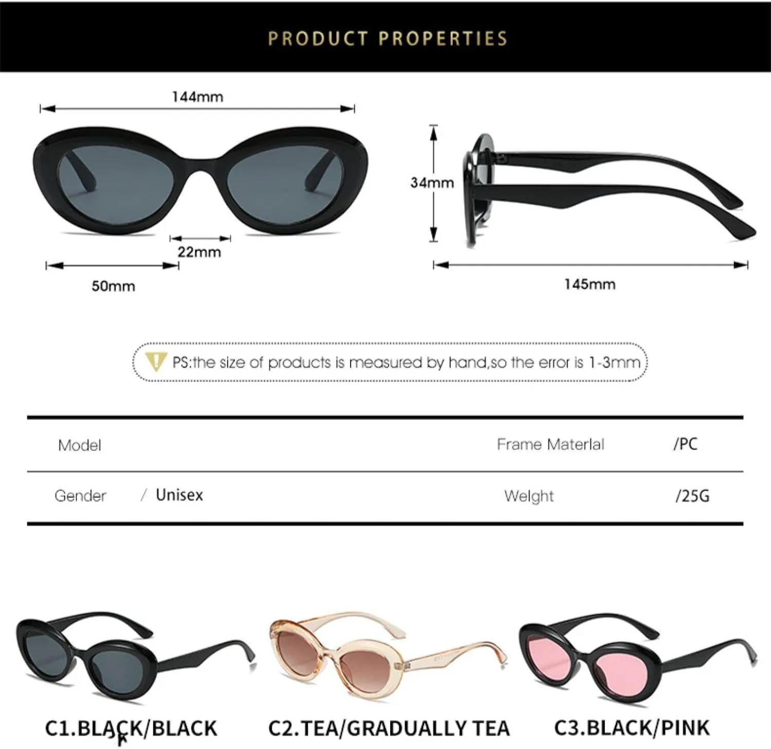 Retro Luxury Small Oval Sunglasses Women and Men Fashion Vintage Sun Glasses Summer Traveling Shades Uv400