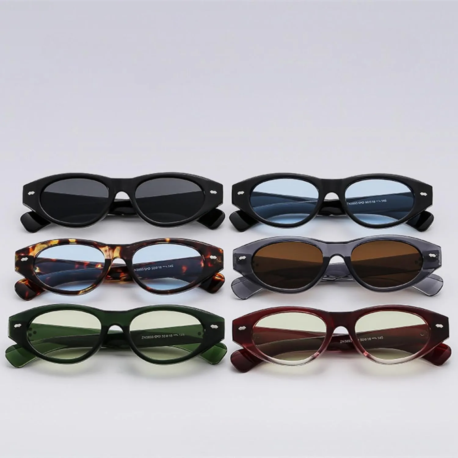 Retro Small Oval Sunglasses Women Men Rivets Shades Fashion Eyewear Luxury Sun Glasses Uv400