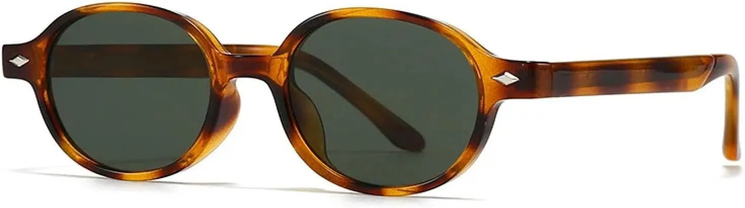 Retro Small Oval Sunglasses Women Shades Uv400 Fashion Rivets Men Sun Glasses