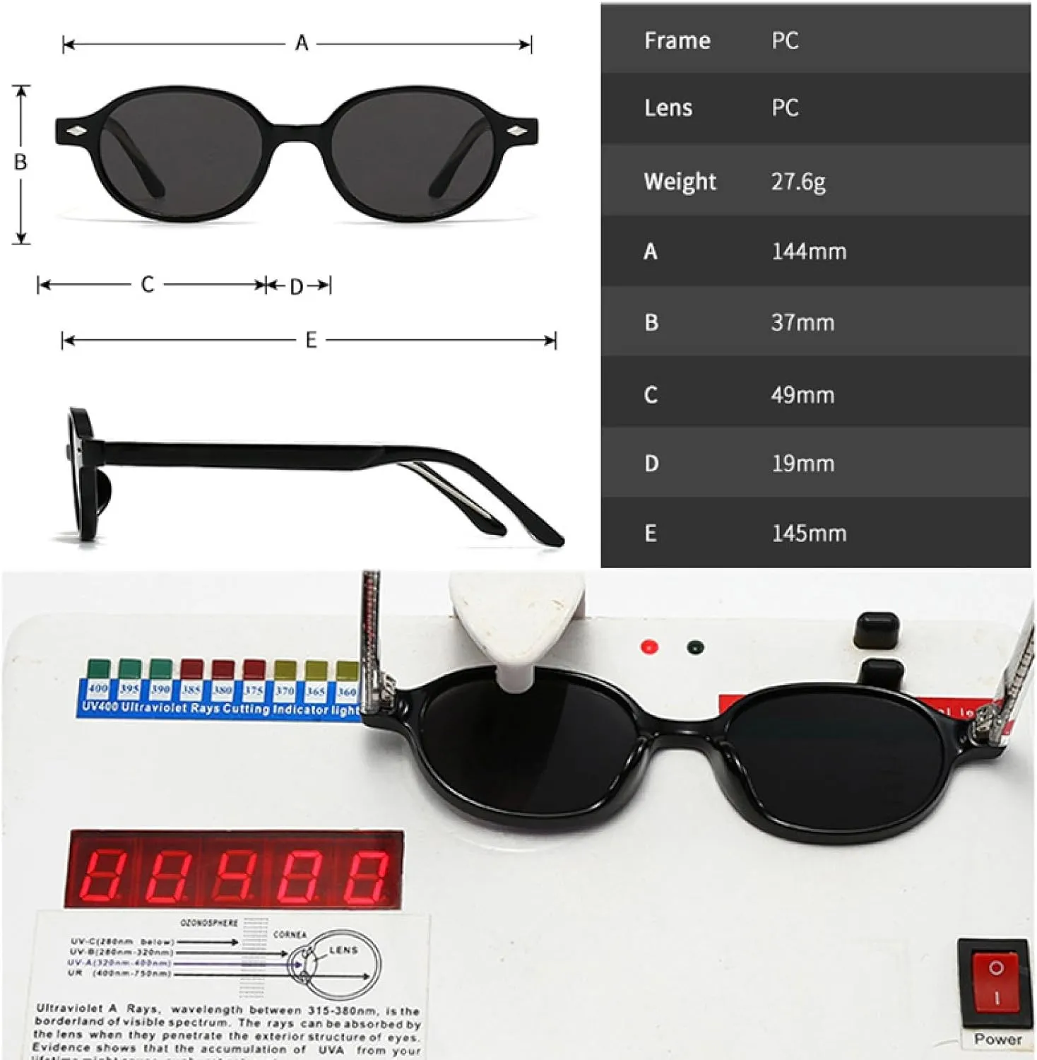 Retro Small Oval Sunglasses Women Shades Uv400 Fashion Rivets Men Sun Glasses