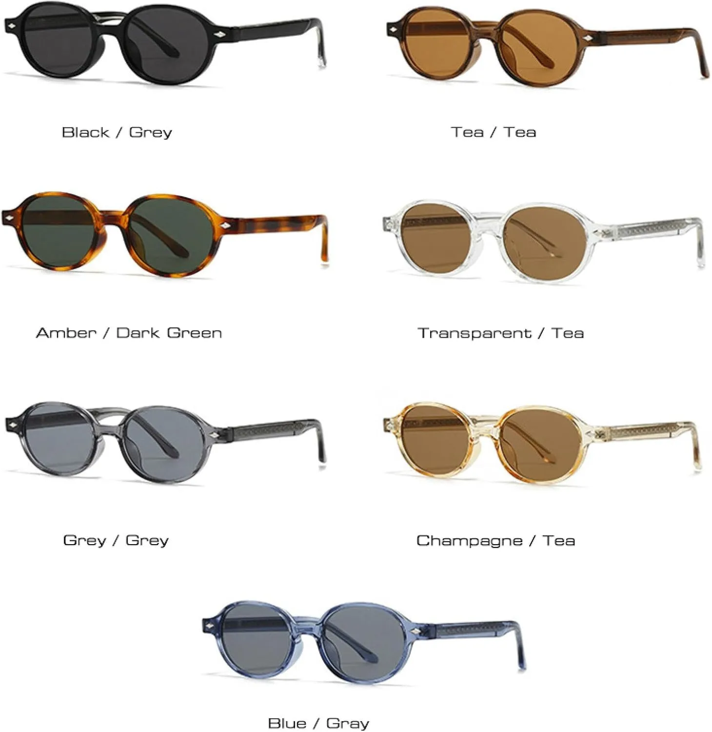 Retro Small Oval Sunglasses Women Shades Uv400 Fashion Rivets Men Sun Glasses