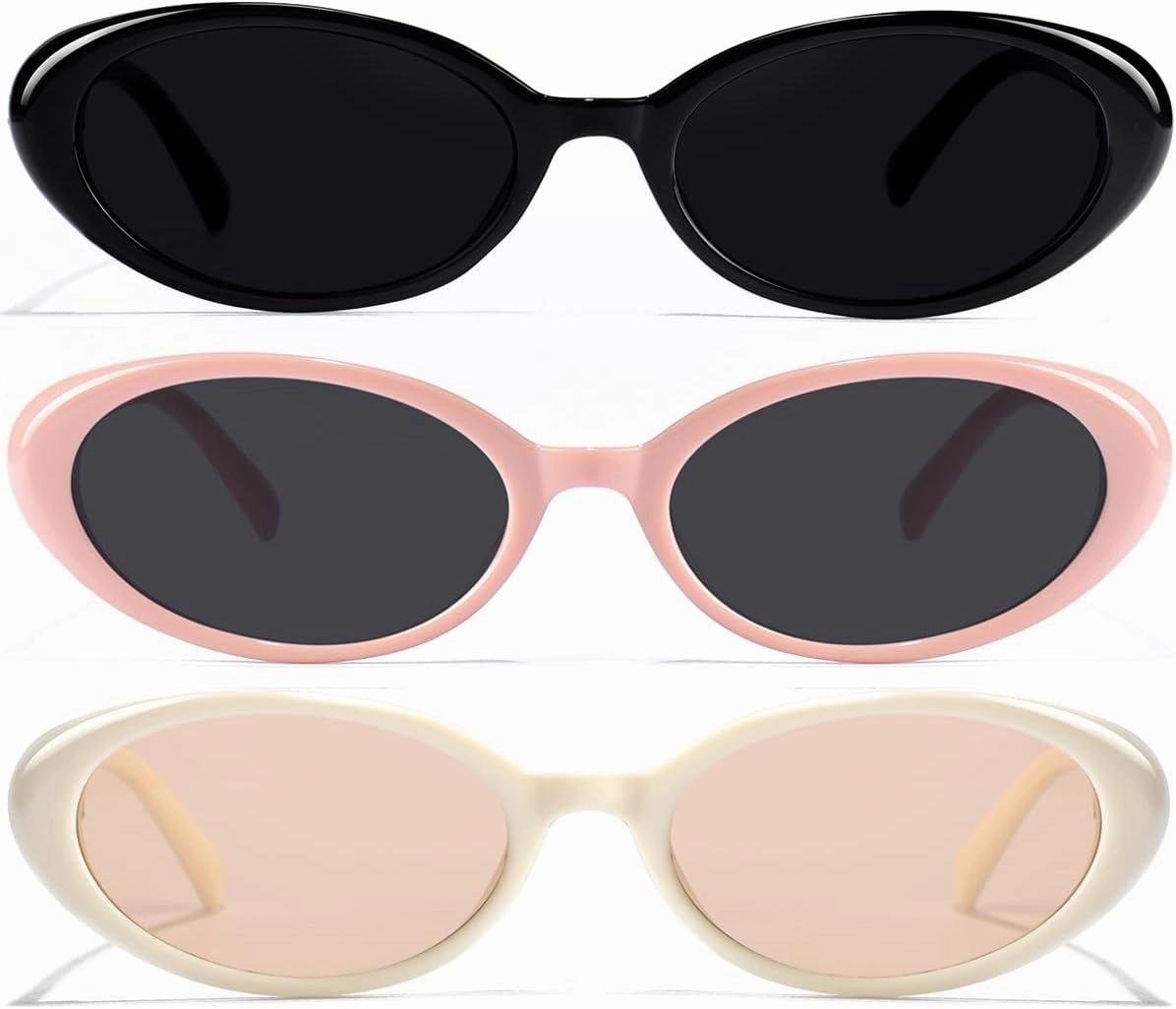 Retro Oval Sunglasses for Women Men UV400 Protection 90s Sunnies Vintage Small Frame Lightweight Sun Glasses