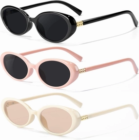Retro Oval Sunglasses for Women Men UV400 Protection 90s Sunnies Vintage Small Frame Lightweight Sun Glasses