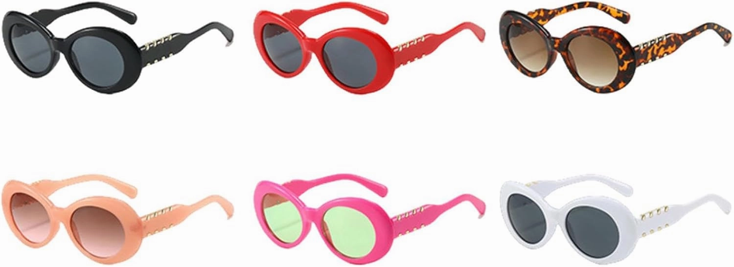 Retro Oval Sunglasses Uv400 Gradient Fashion Shades Trending Punk Round Sun Glasses