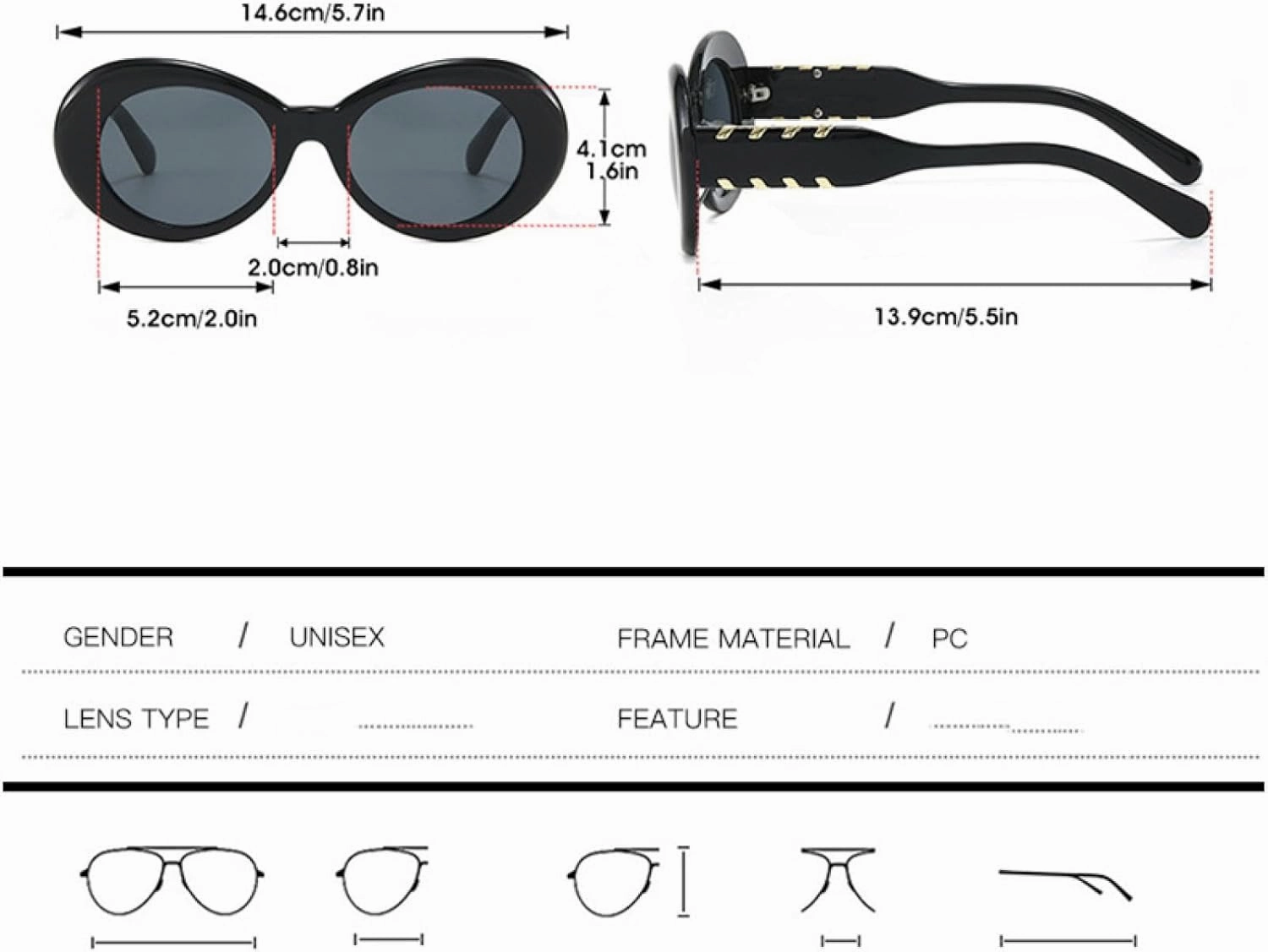 Retro Oval Sunglasses Uv400 Gradient Fashion Shades Trending Punk Round Sun Glasses