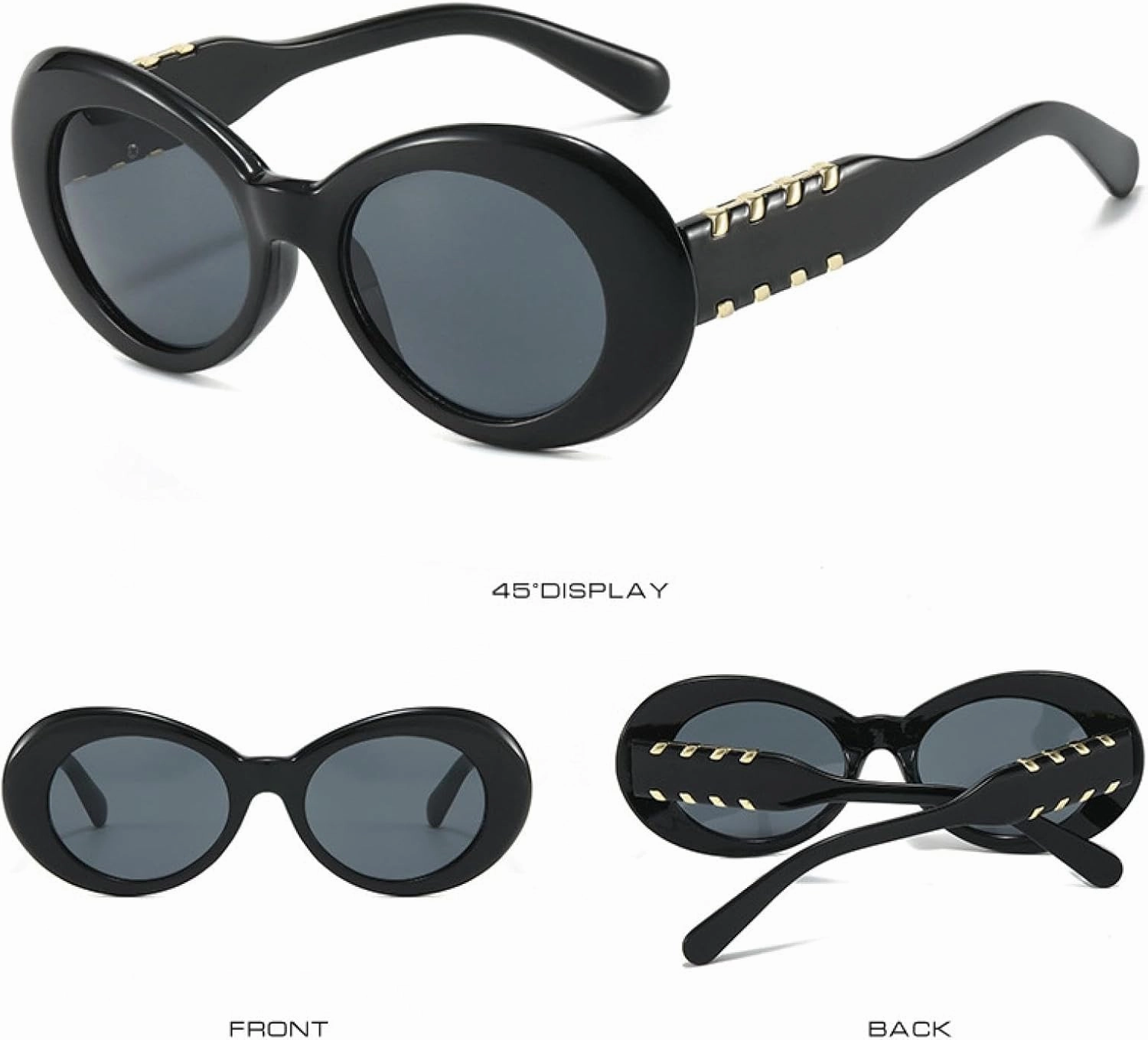 Retro Oval Sunglasses Uv400 Gradient Fashion Shades Trending Punk Round Sun Glasses