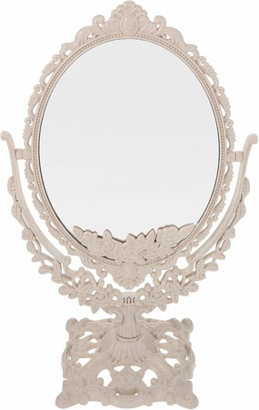 Retro Oval Swivel Makeup Mirror, 360 Degree Rotation Vintage Desktop Stand Mirror with Floral Frame, Bathroom Bedroom Countertop Dressing Mirror