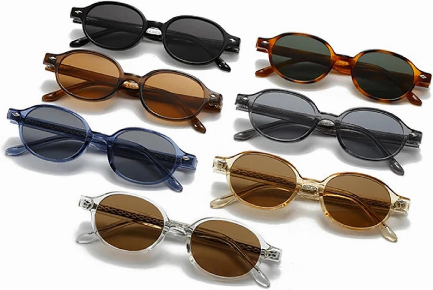 Retro Quality Small Oval Sunglasses Women Shades Uv400 Fashion Rivets Men Sun Glasses