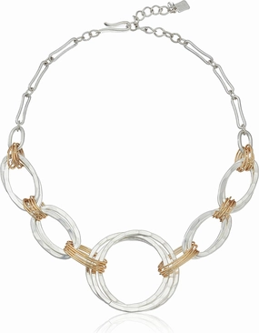 Robert Lee Morris Soho Womens Wire Wrapped Open Circle Collar Necklace, Two-tone 3