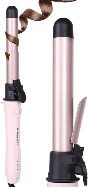 Rotating Curling Iron, Global Voltage Automatic Curling Iron with Clamp, 5 Heat Settings 360° Rotatable Power Cord, Automatic Reset Function Hair Curler Automatic Rotating for Short Hair