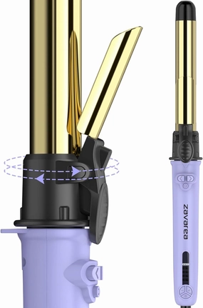 Rotating Curling Iron 1 inch for All Hair Types-Rapid Heating Automatic Curling Iron-Self Hair Curler-zavarea Professional Curling Wand with Long Titanium Barrel-Dual Voltage