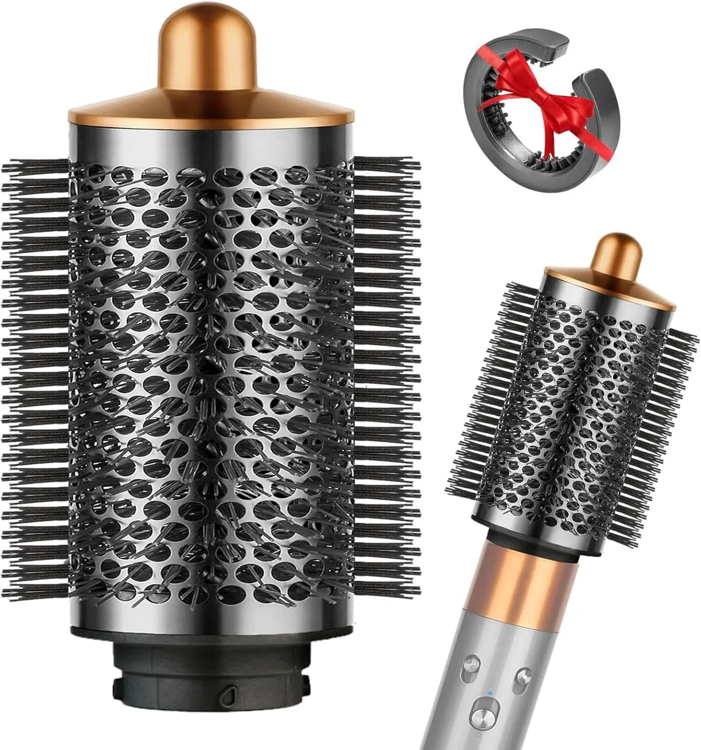 Round Volumizing Brush for Dyson Airwrap, Large Oval Volumizer, Nickel/Copper