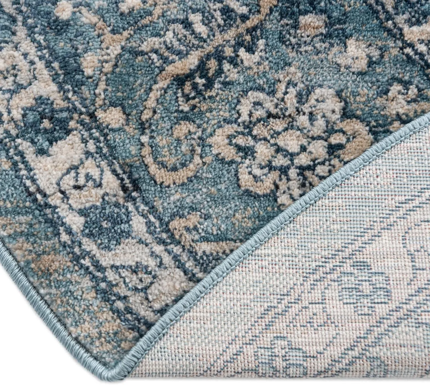 Rugs.com Newport Collection Rug – 4' x 6' Oval Blue Medium Rug Perfect for Living Rooms, Large Dining Rooms, Open Floorplans