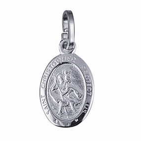 S/Silver Small Oval Saint Christopher Charm