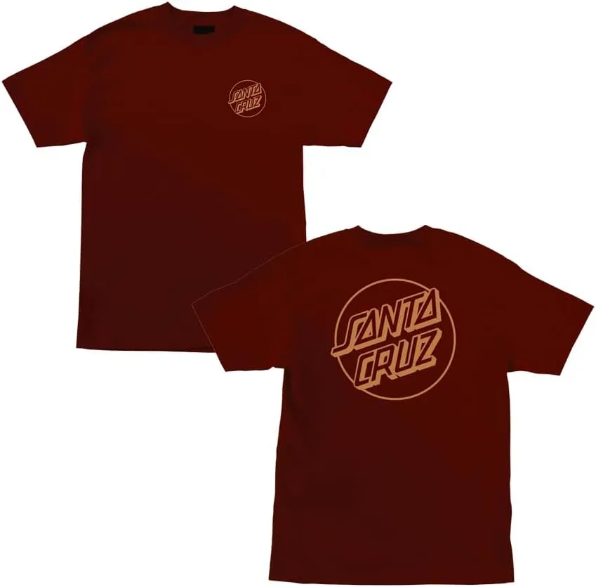 SANTA CRUZ Opus Dot S/S Heavyweight T-Shirt Burgundy w/Burnt Orange Sm Mens