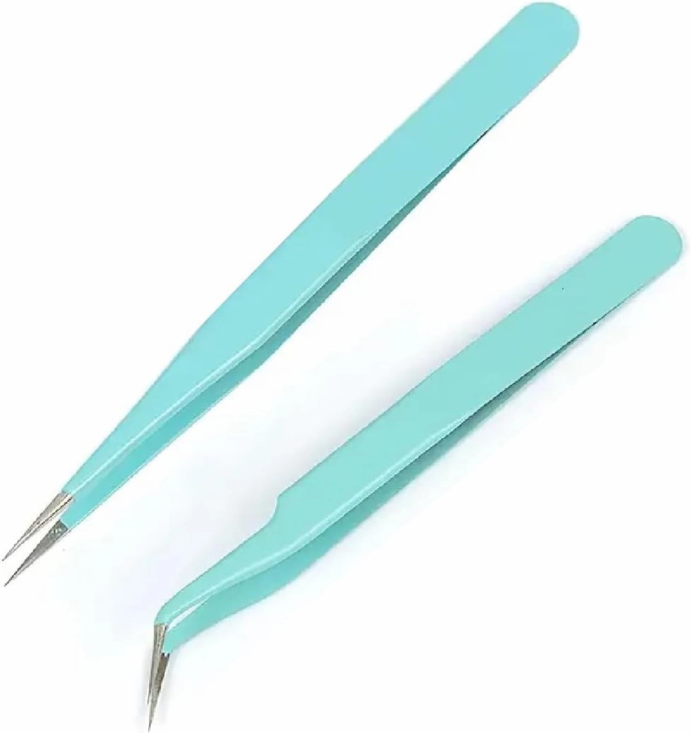 SEDLAV Premium Stainless Steel Macaron Tweezers - Professional Eyelash Extension Tool with Anti-Slip Diamond Grip Handle, High Precision Tips, Lightweight and Balanced