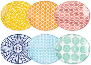 Selamica Small Dinner Plates, Oval Dessert Plates Ceramic, 6 Inch Small Plates for Appetizer, Cake, Snacks, Microwave Dishwasher Safe, Set of 6, Assorted Colors