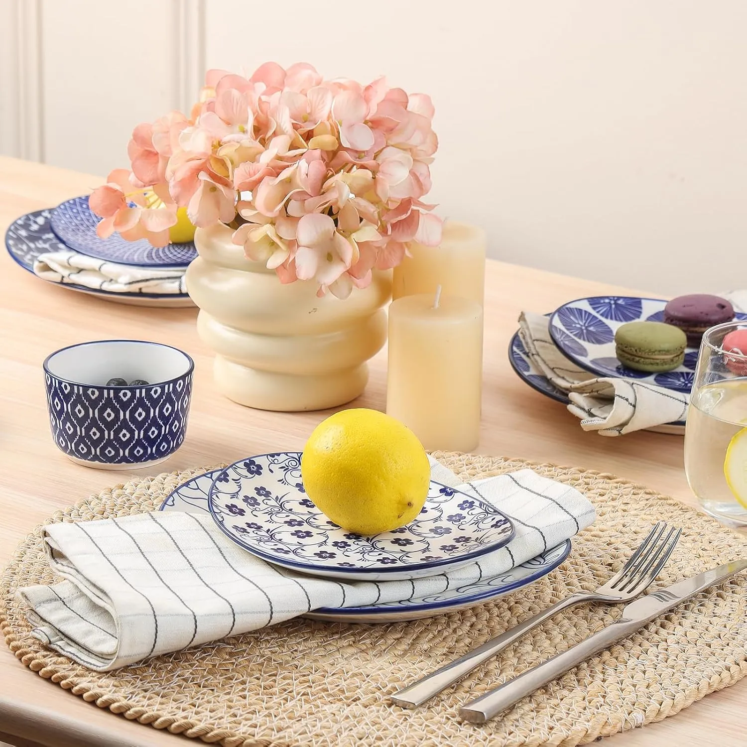 Selamica Small Dinner Plates, Oval Dessert Plates Ceramic, 6 Inch Small Plates for Appetizer, Cake, Snacks, Microwave Dishwasher Safe, Set of 6, Vintage Blue