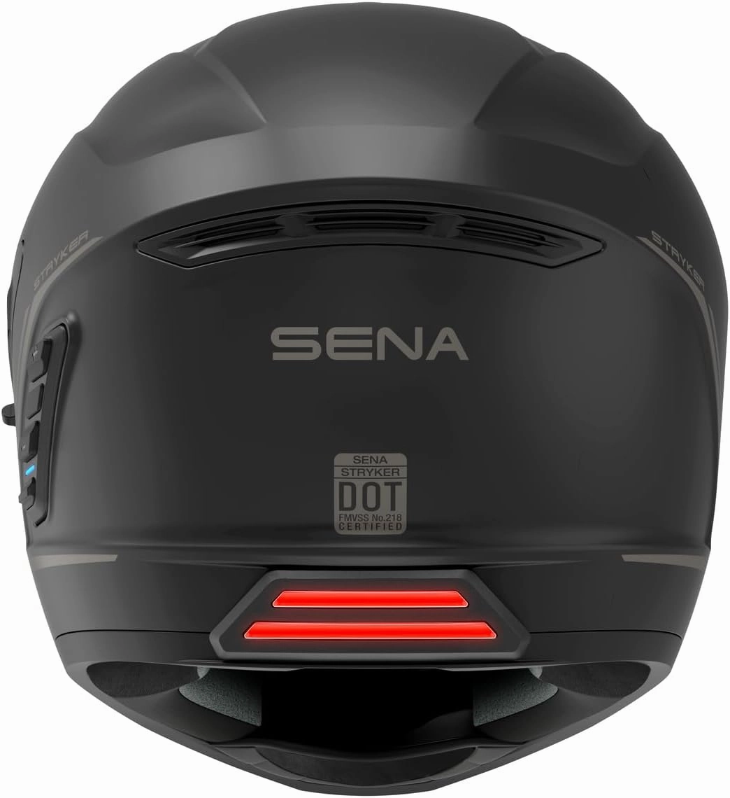 Sena Stryker Full Face Smart Helmet with Integrated Mesh and Bluetooth Communications, LED Taillight, and Sound by Harman Kardon, DOT (Matte Black, Large)