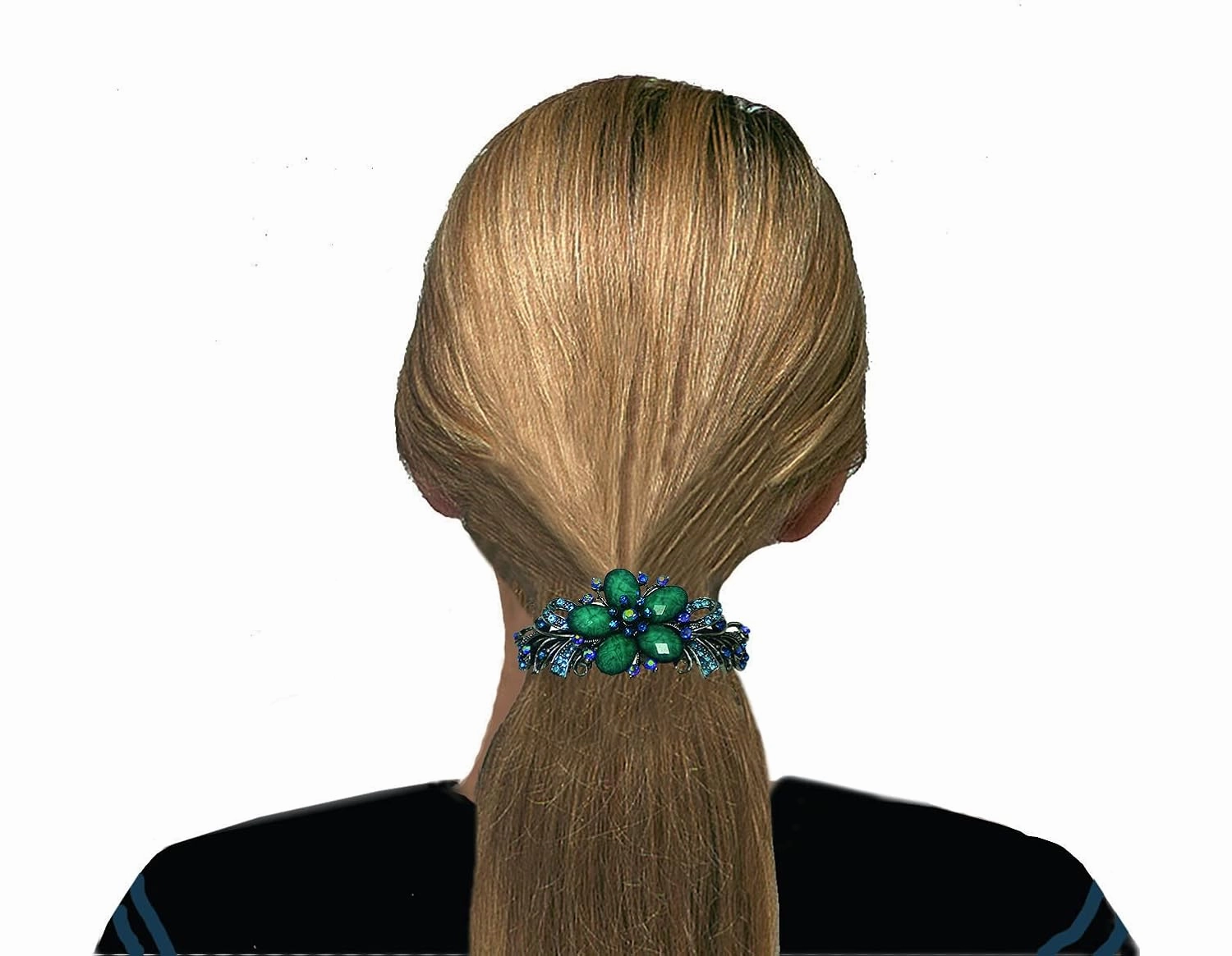 Set of 4 JCGY Large Oval Crystal Catseye Thick Hair Barrettes NM86010-1-4oliLilacTaupeOWpG